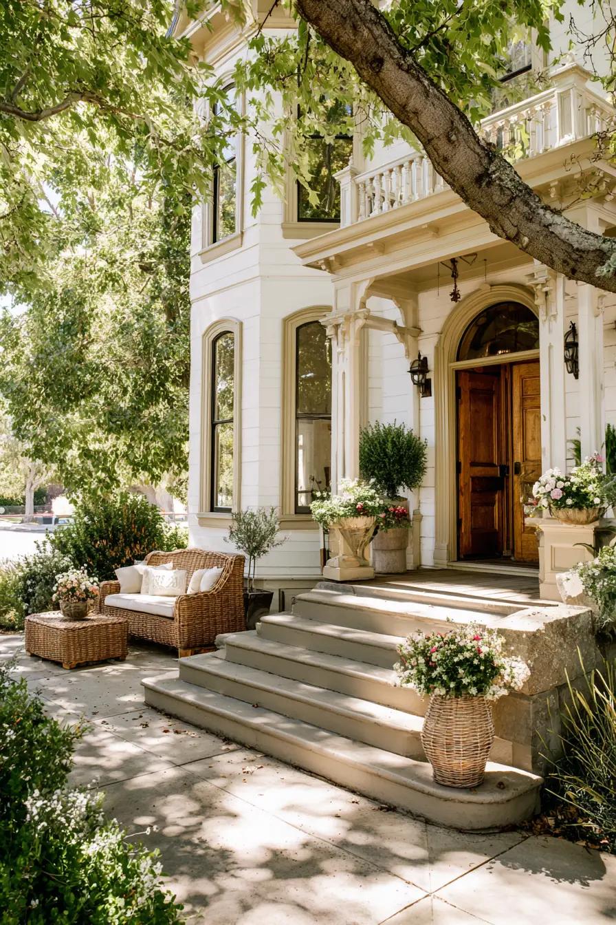 Inviting Porch with Classic Charm and Greenery