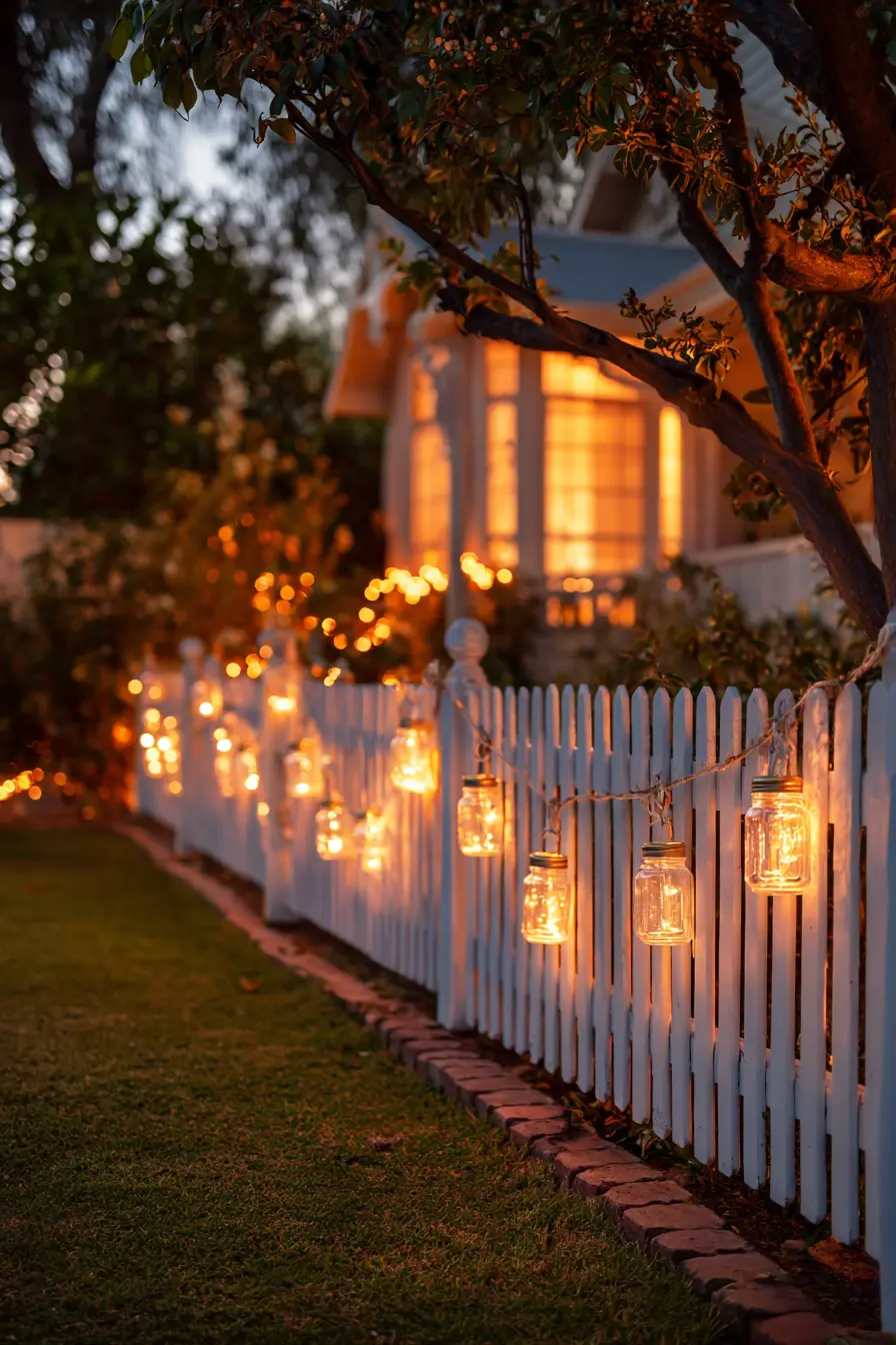Mason Jar Lights for a Charming Fence Glow