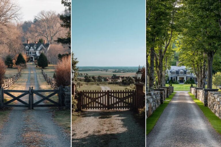 19+ Charming Farmhouse Country Driveway Entrance Ideas