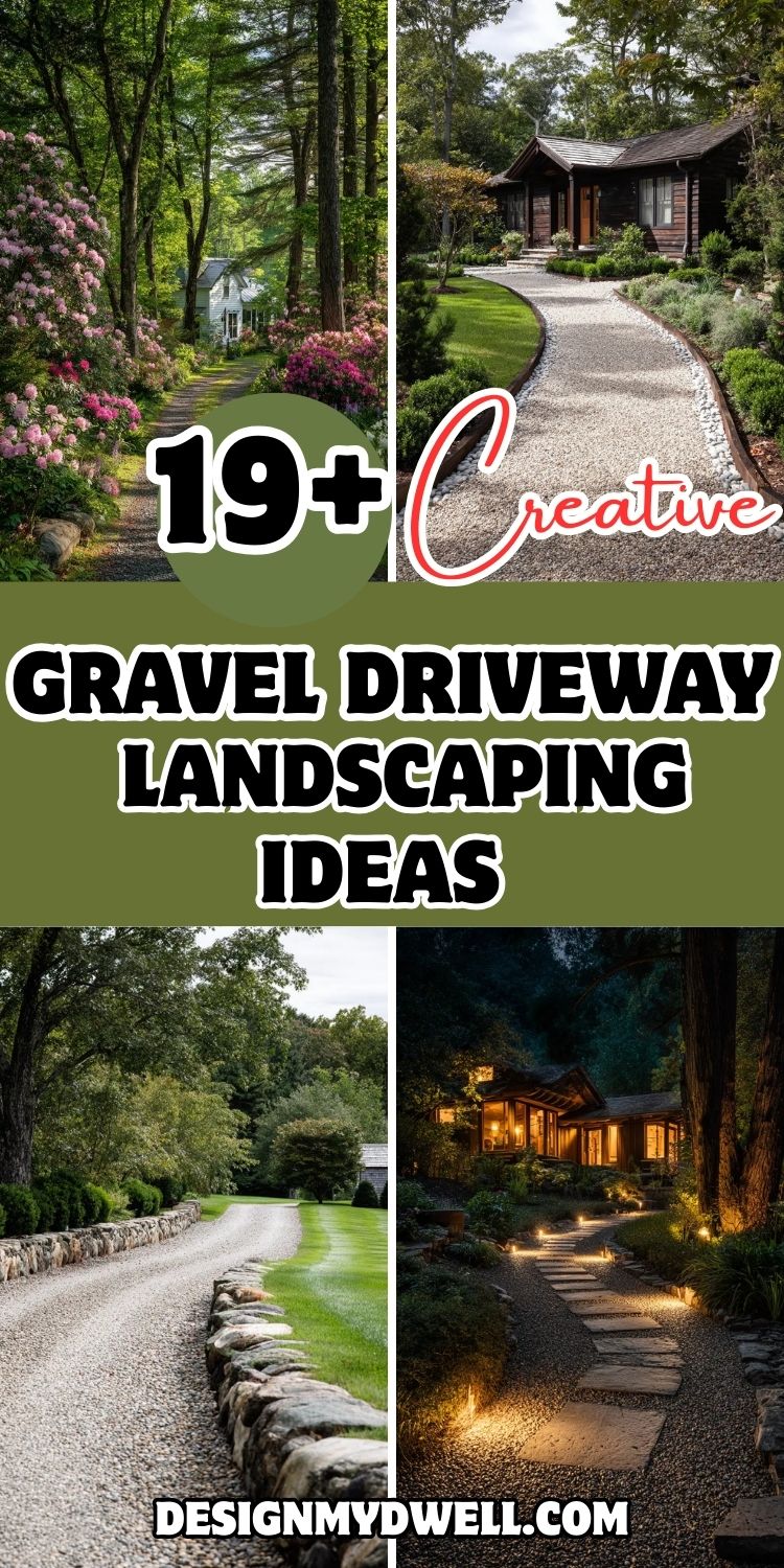 19+ Creative Gravel Driveway Landscaping Ideas