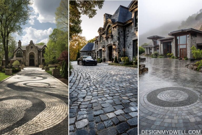19+ Stunning Modern Cobblestone Driveway Ideas