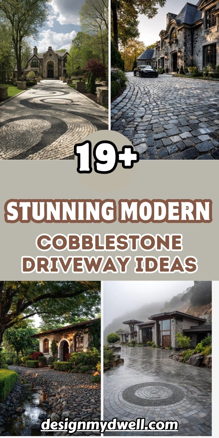 19+ Stunning Modern Cobblestone Driveway Ideas