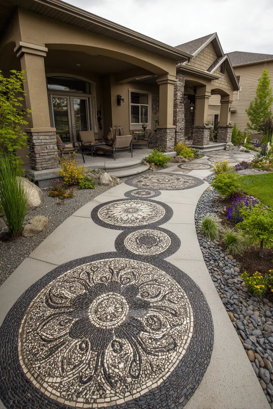Artistic Mosaic Driveway for a Stylish Entrance
