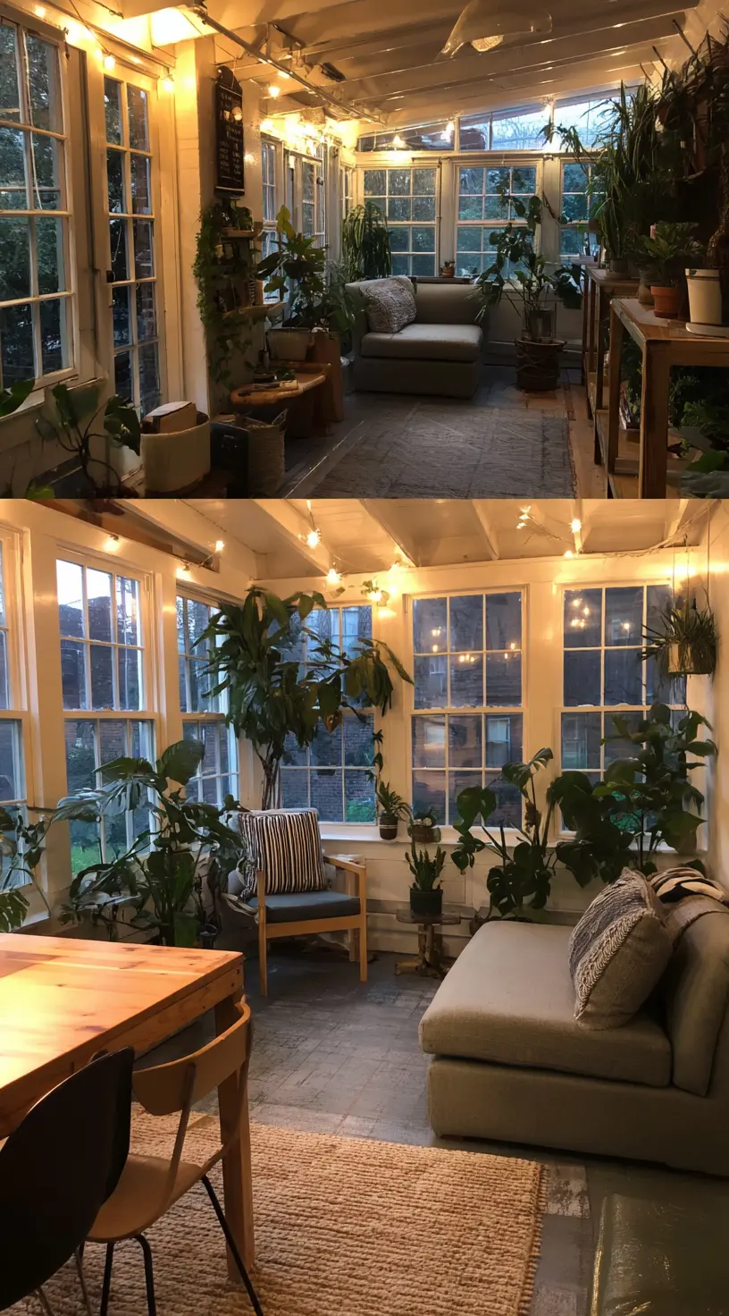 Warm Sunroom with Greenery and Glow