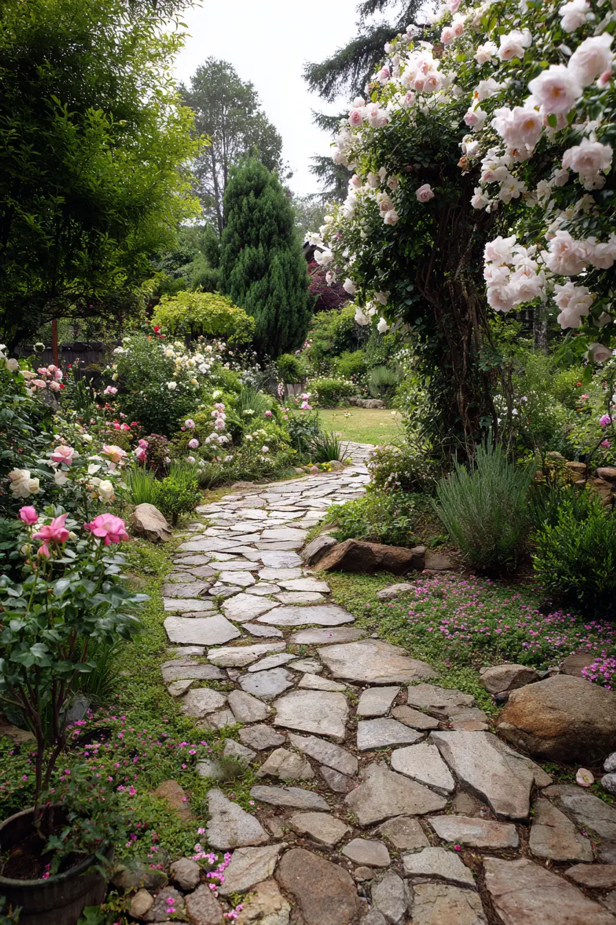 Romantic Walkway Framed with Roses