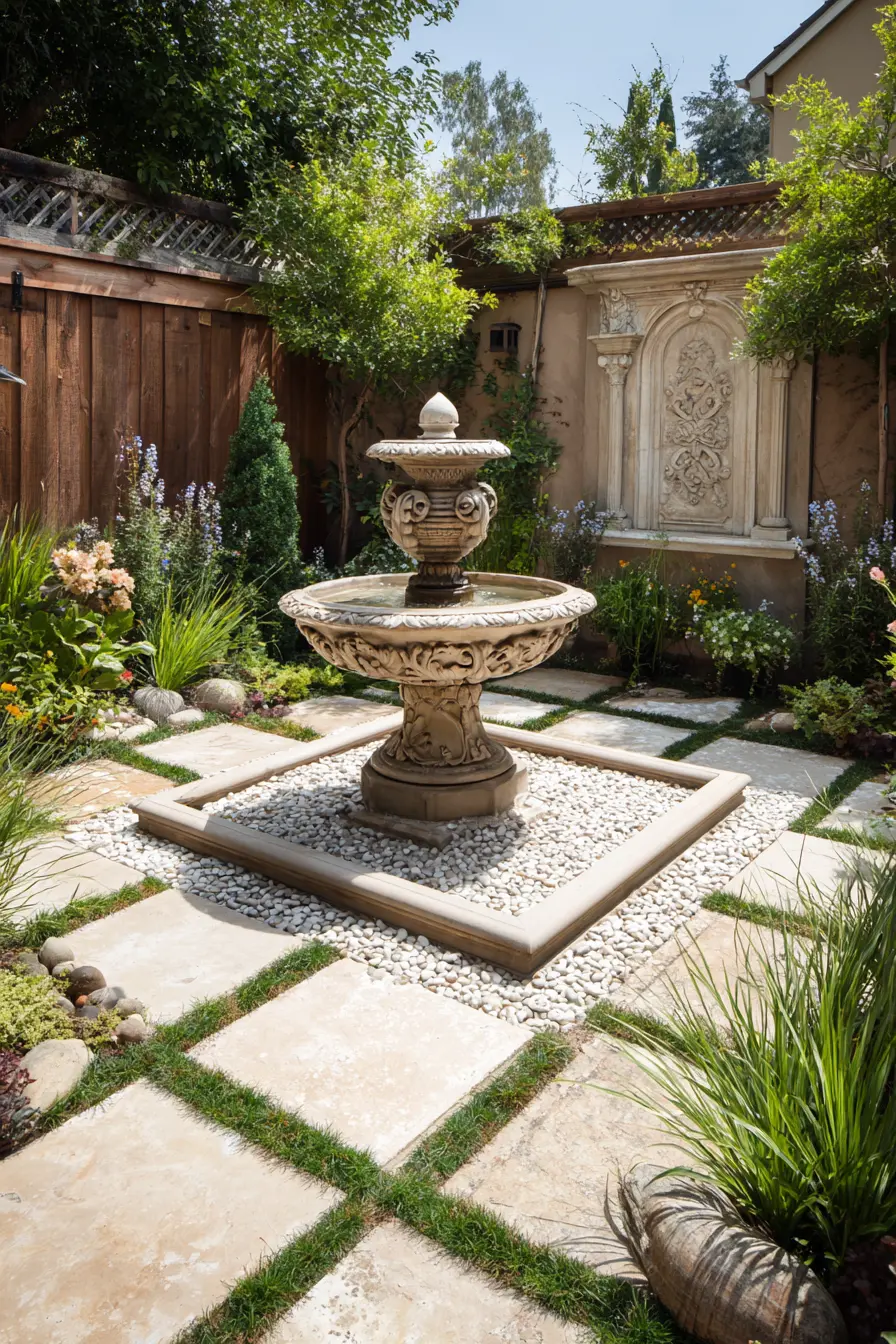 Lush Green Gaps with Grass and Stone