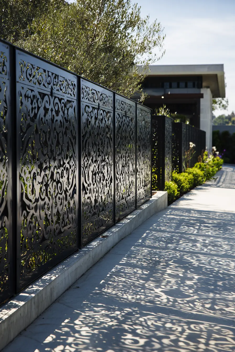 Artistic Metal Panels for a Stylish Driveway Barrier