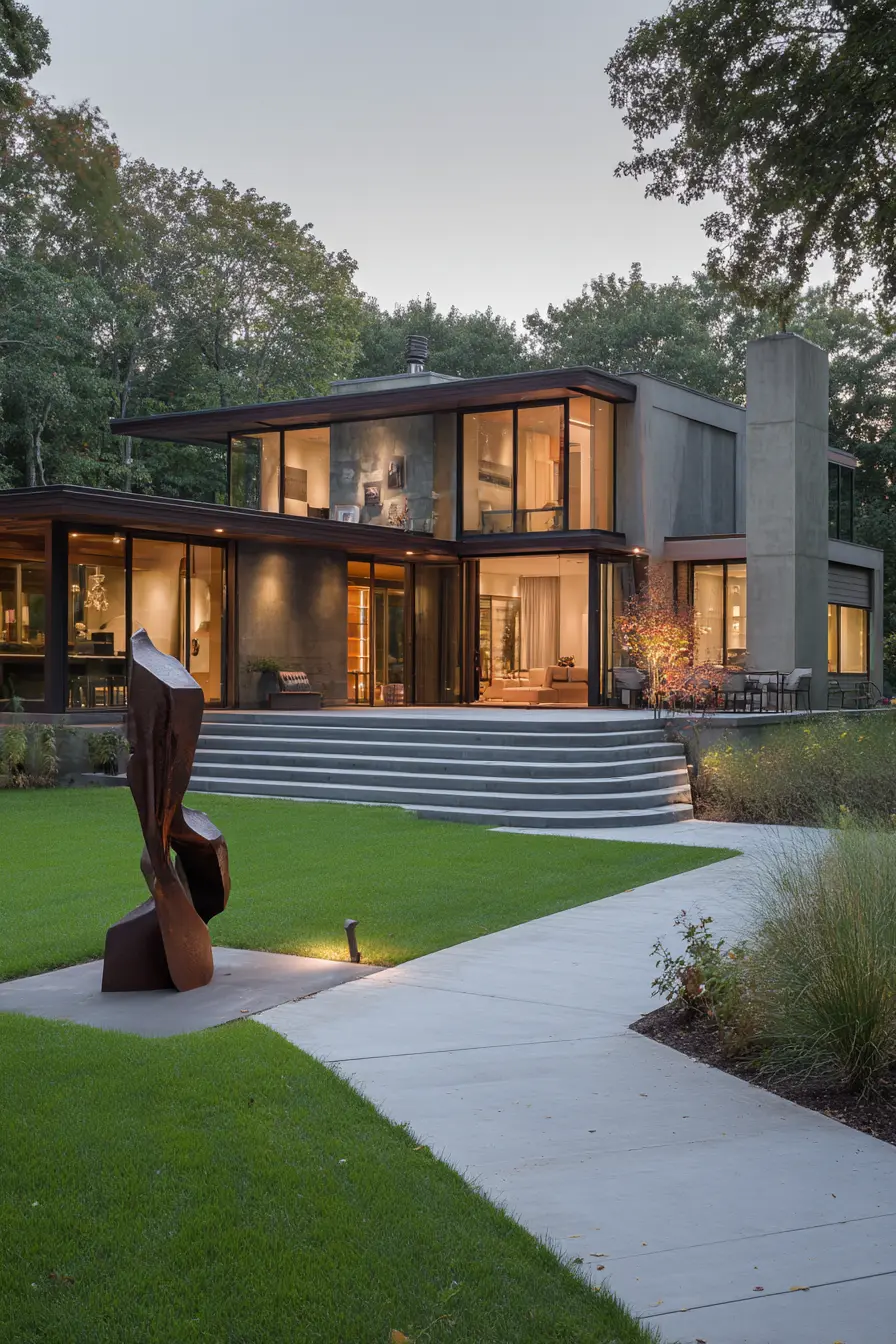 Sleek Concrete and Glass Exterior with Modern Lines