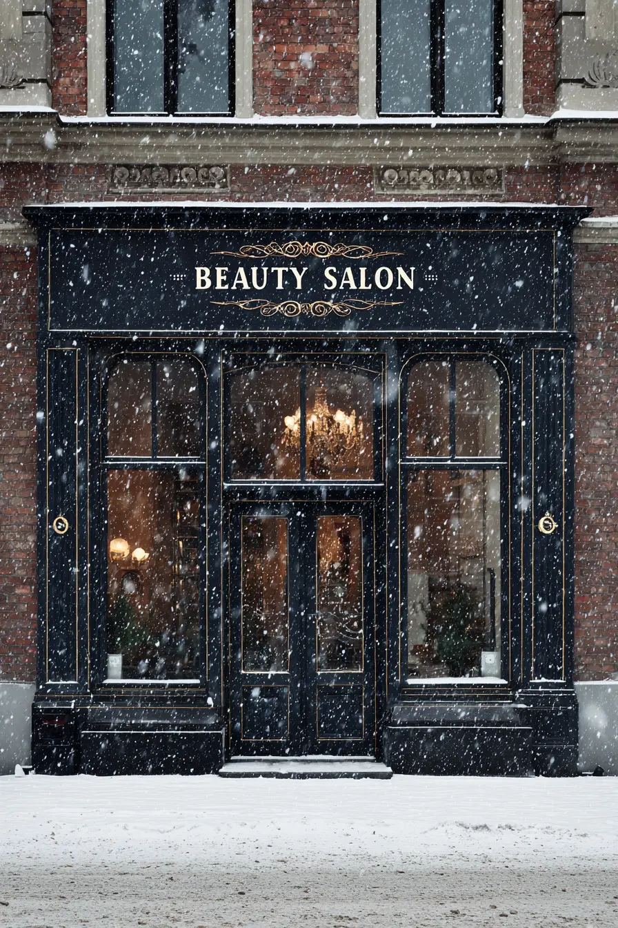 Classic Black Facade with Winter Charm