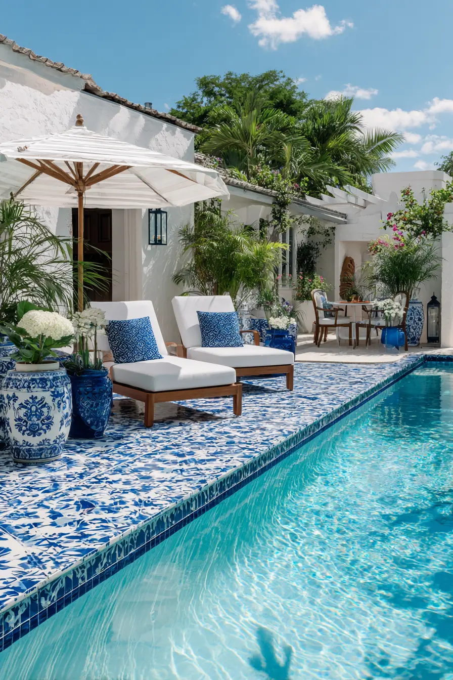 Mediterranean Charm with Blue Patterned Tile