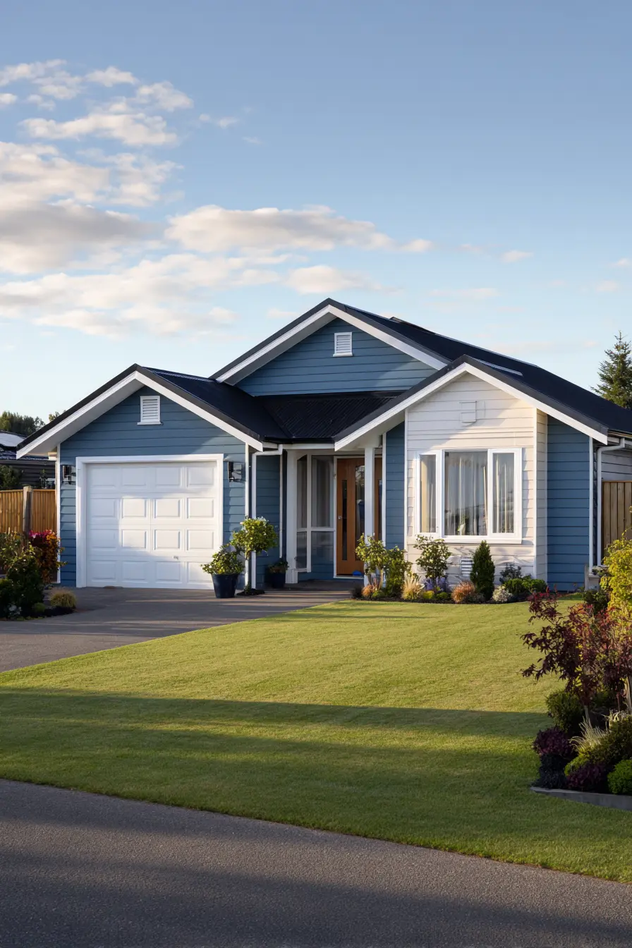 Classic Contrast with Blue and White Siding