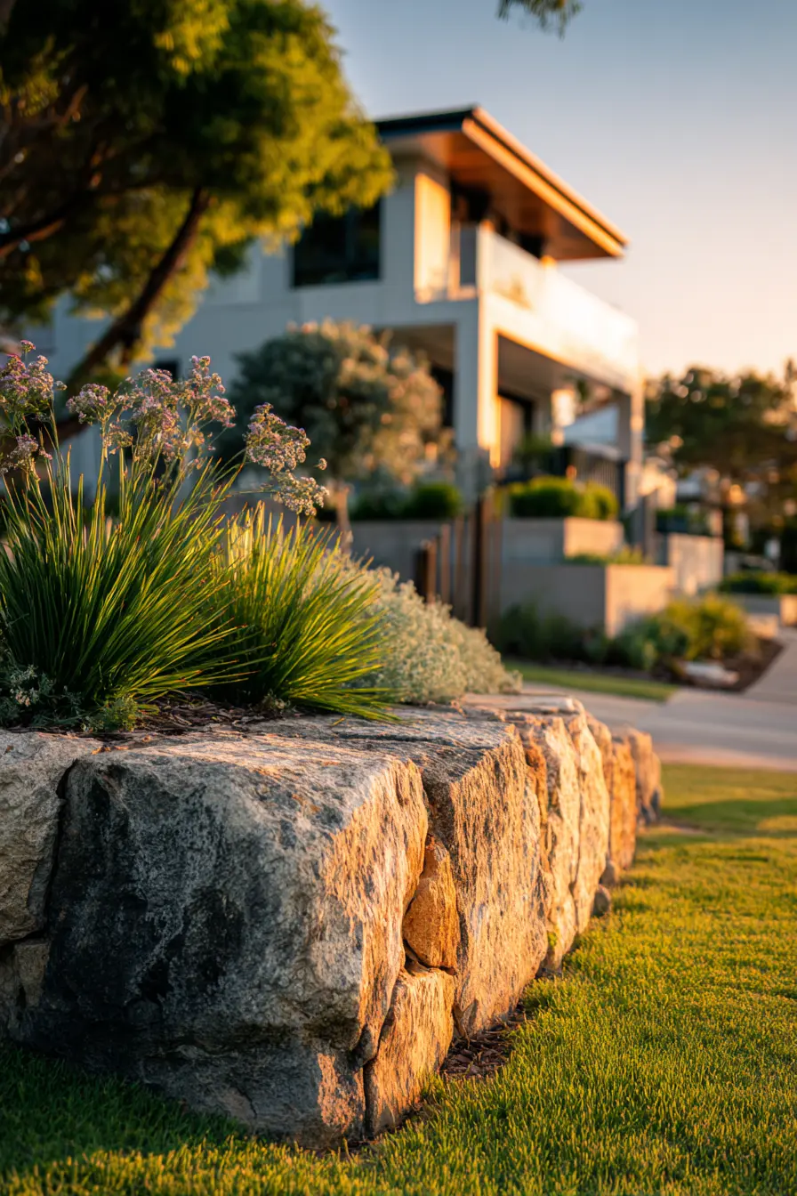 Large Stone Border for a Modern Landscape