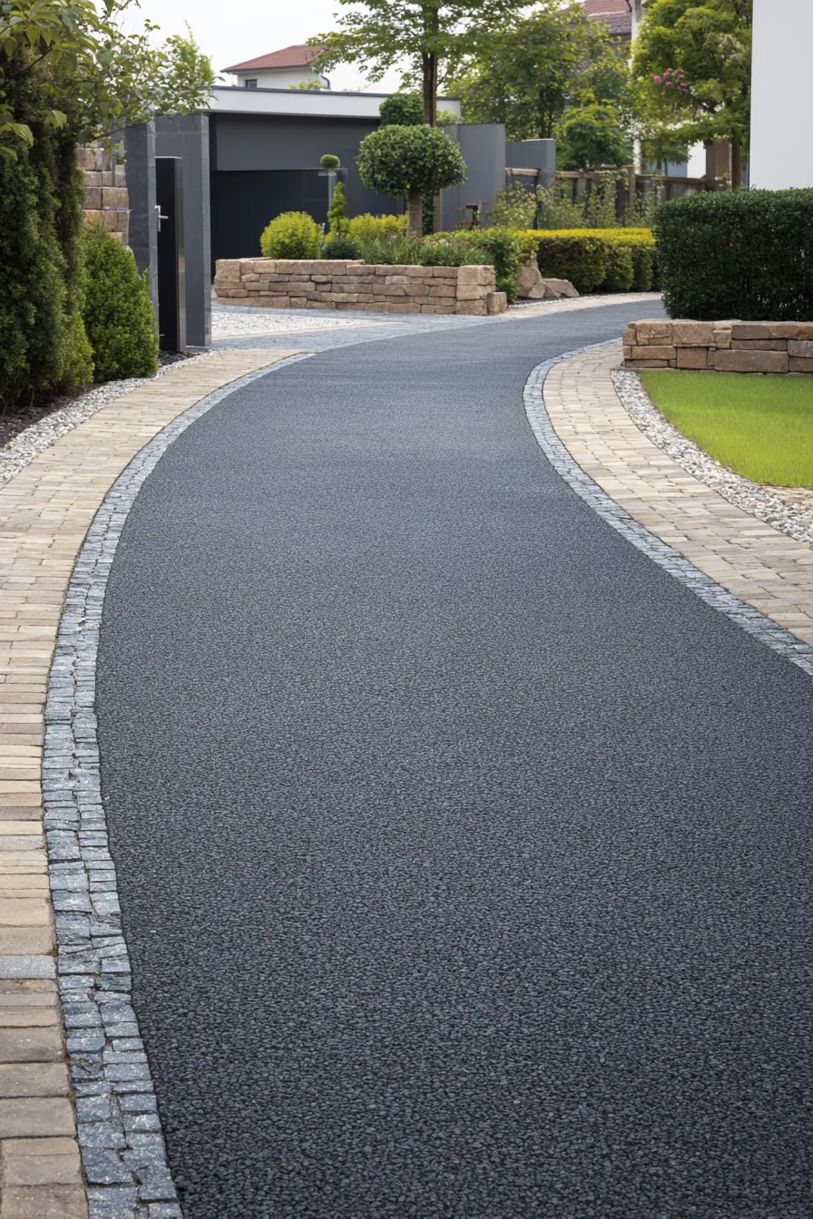 Charcoal Driveway with Contrasting Stone Borders