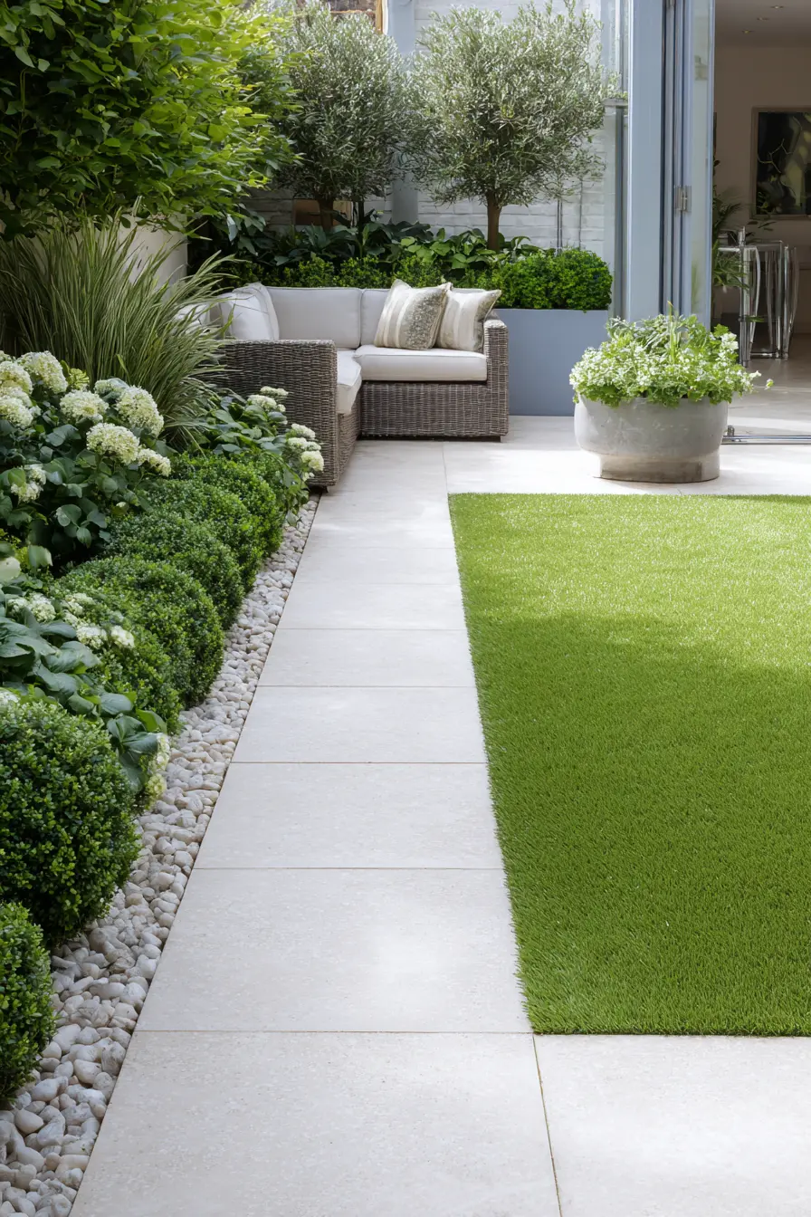 Sleek Stone Edging for a Modern Lawn