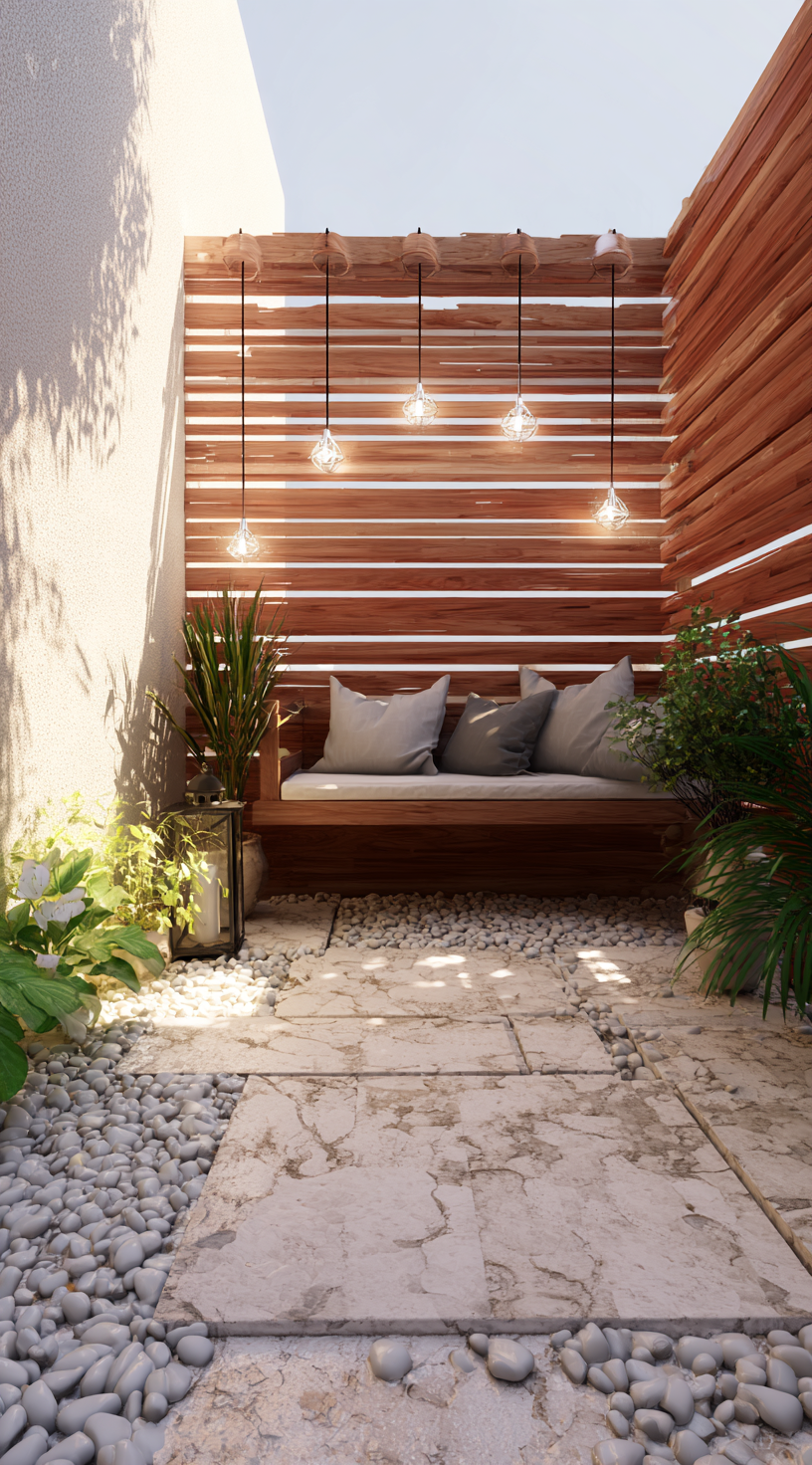 Redwood Fencing Creates a Cozy Corner