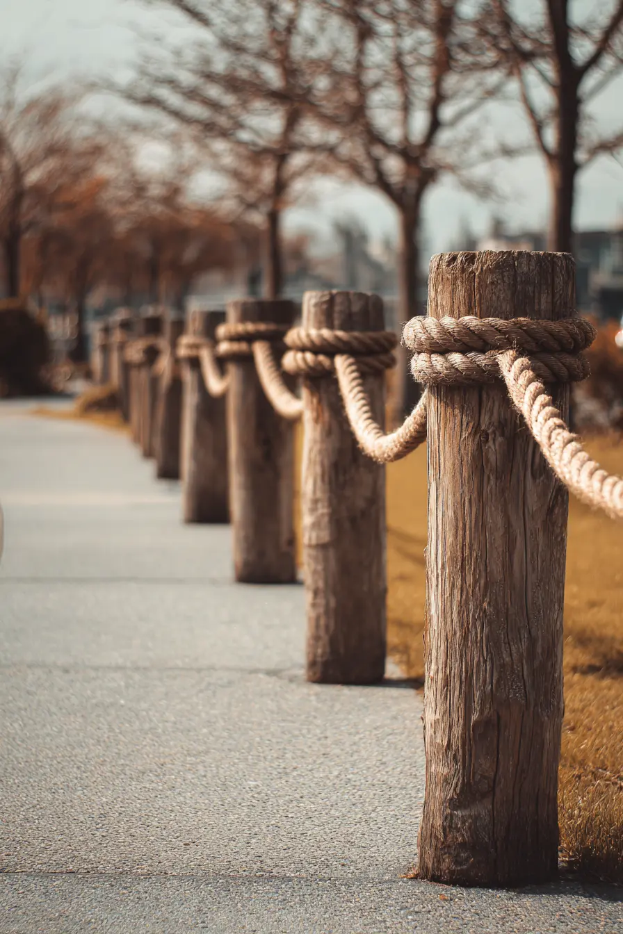 Rustic Rope and Timber Driveway Divider