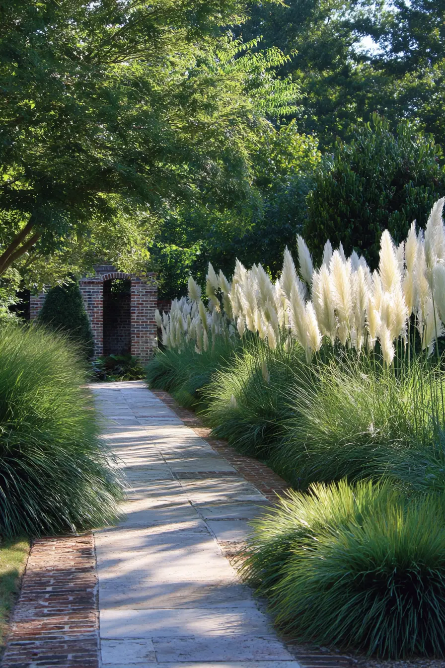 Pampas Grass for a Dramatic Walkway Look