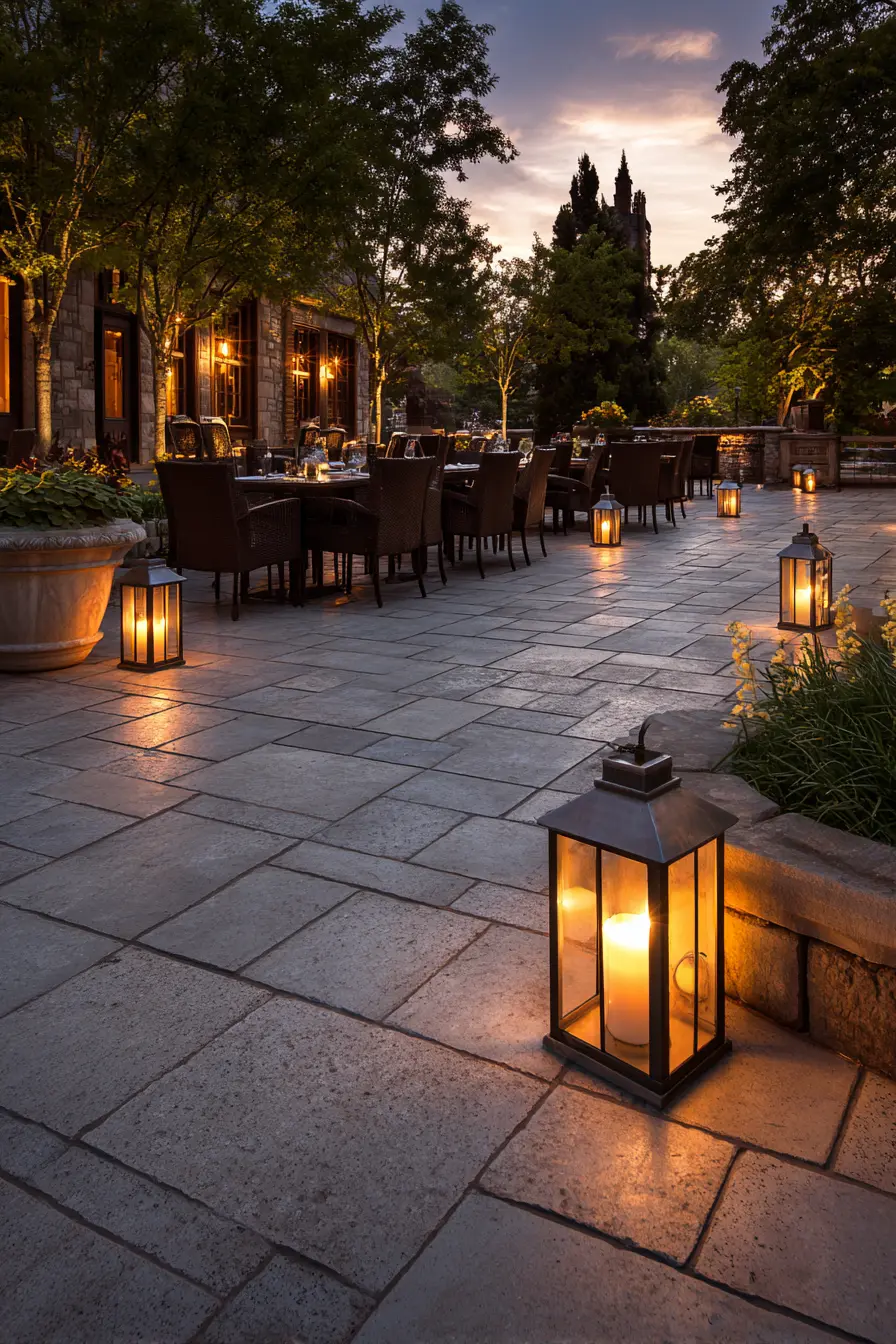 Elegant Patio Pavers with Ambient Lighting