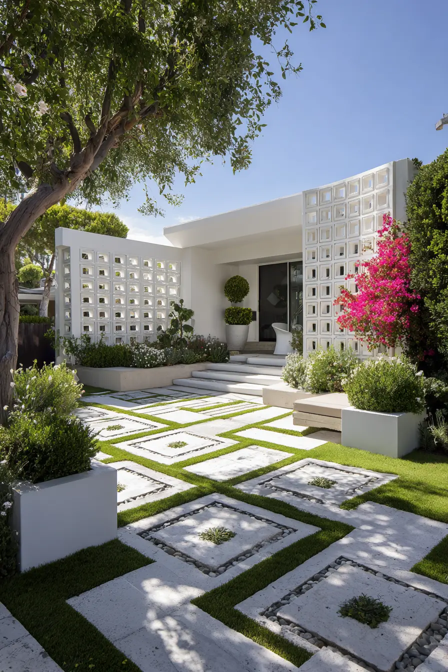 Modern Geometric Grass Walkway
