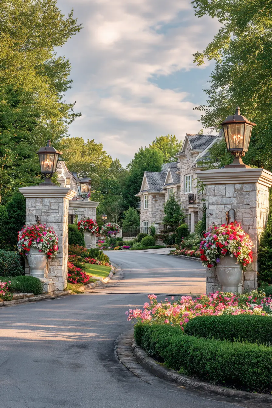 Elegant Stone Driveway Posts