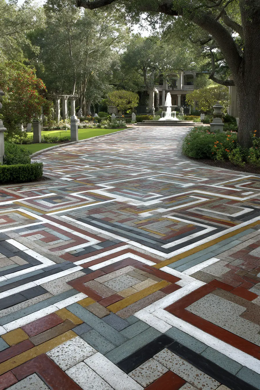 Artistic Block Paving with Geometric Flair