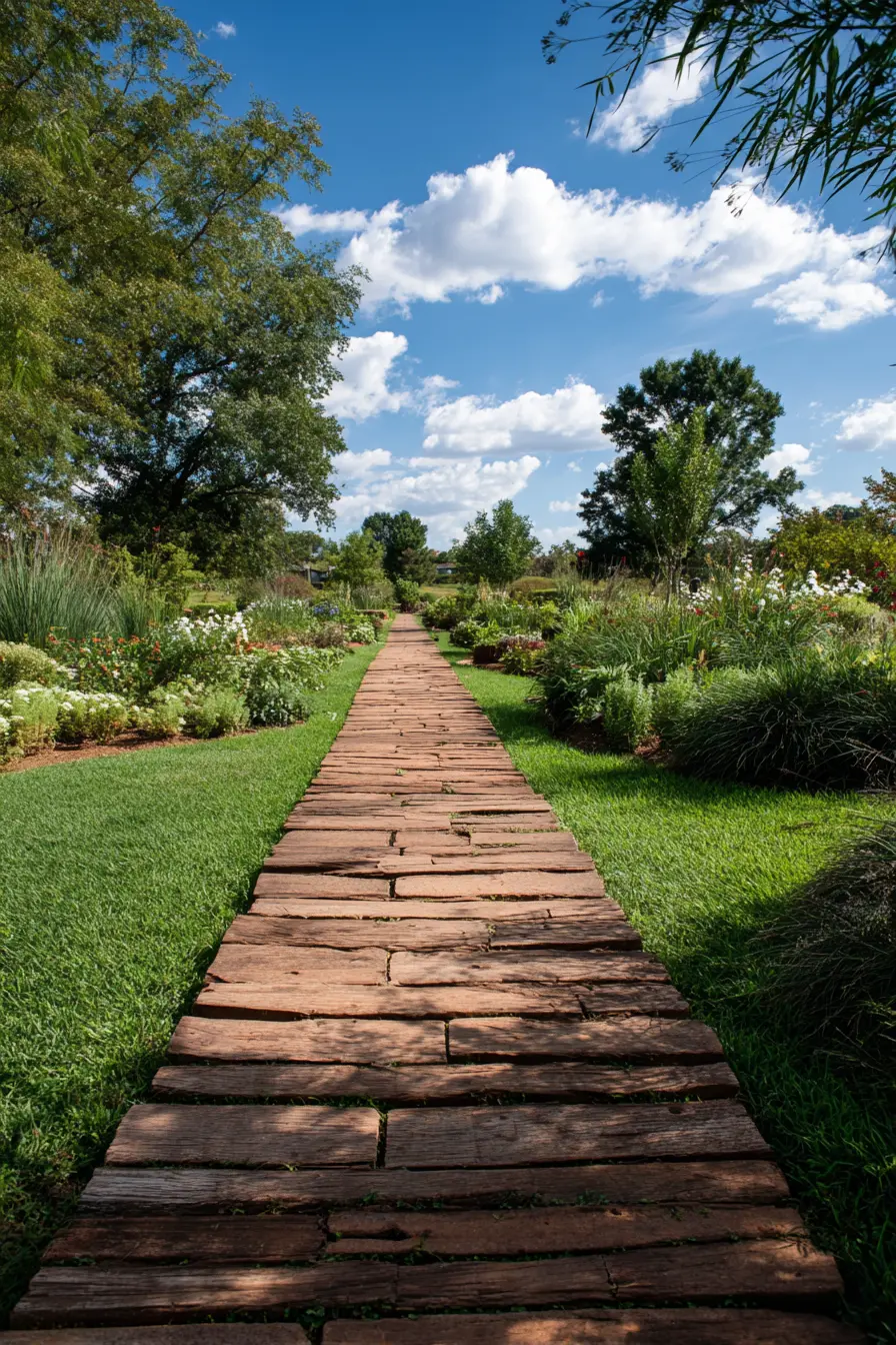 Rustic Wooden Plank Pathway