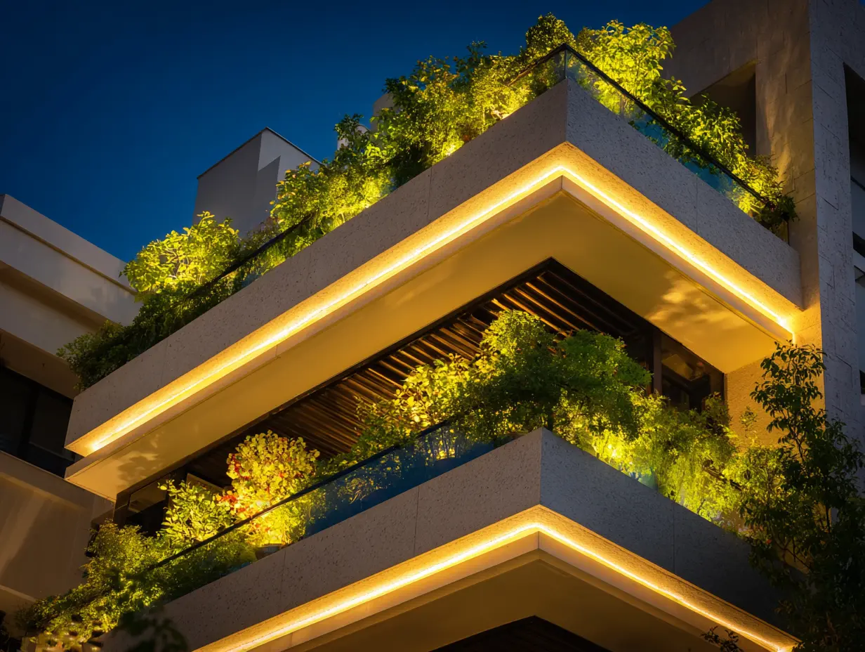 Install LED Strip Lights on the Balcony Edges and Ceiling