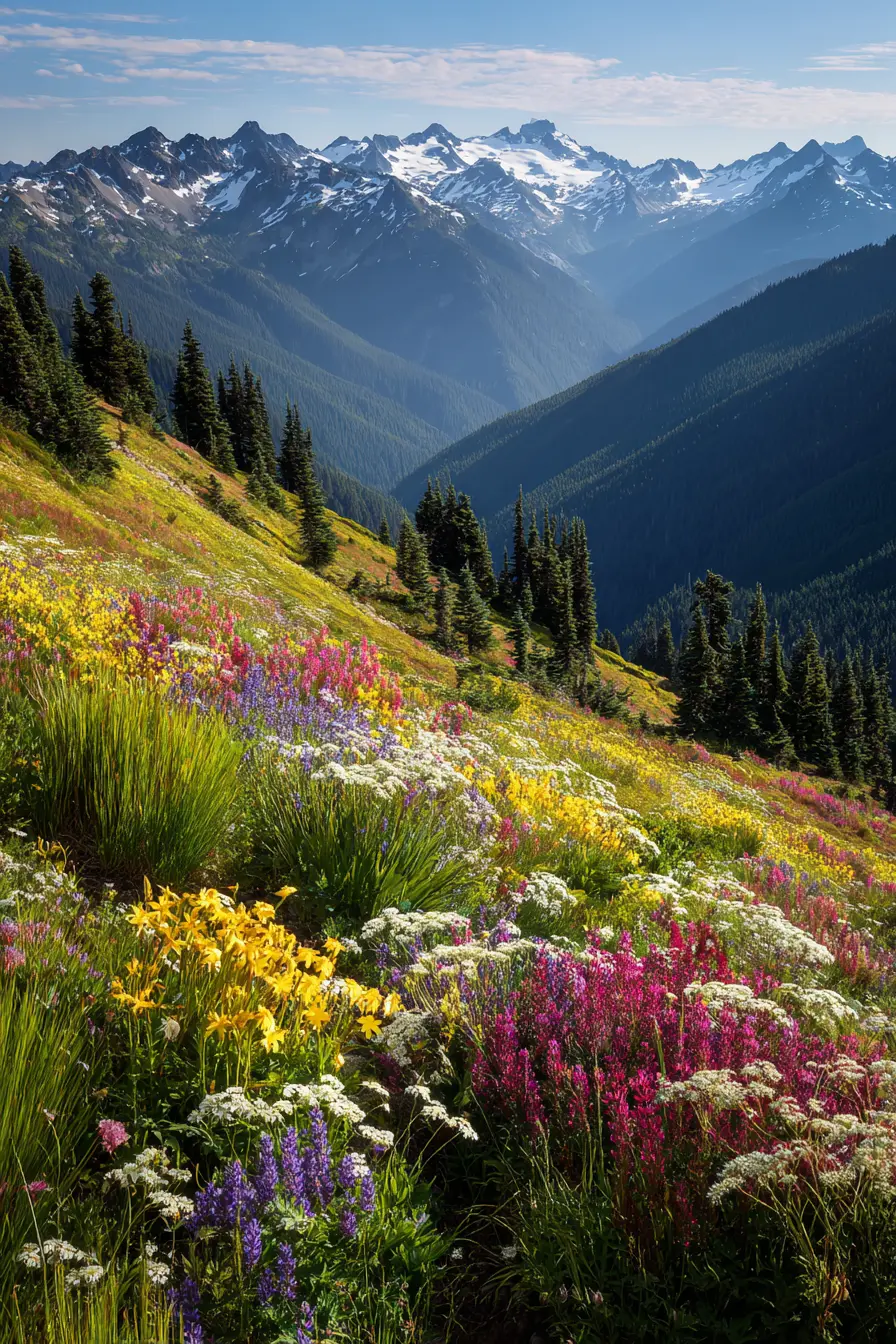 Mountain Driveway with Wildflower Meadows