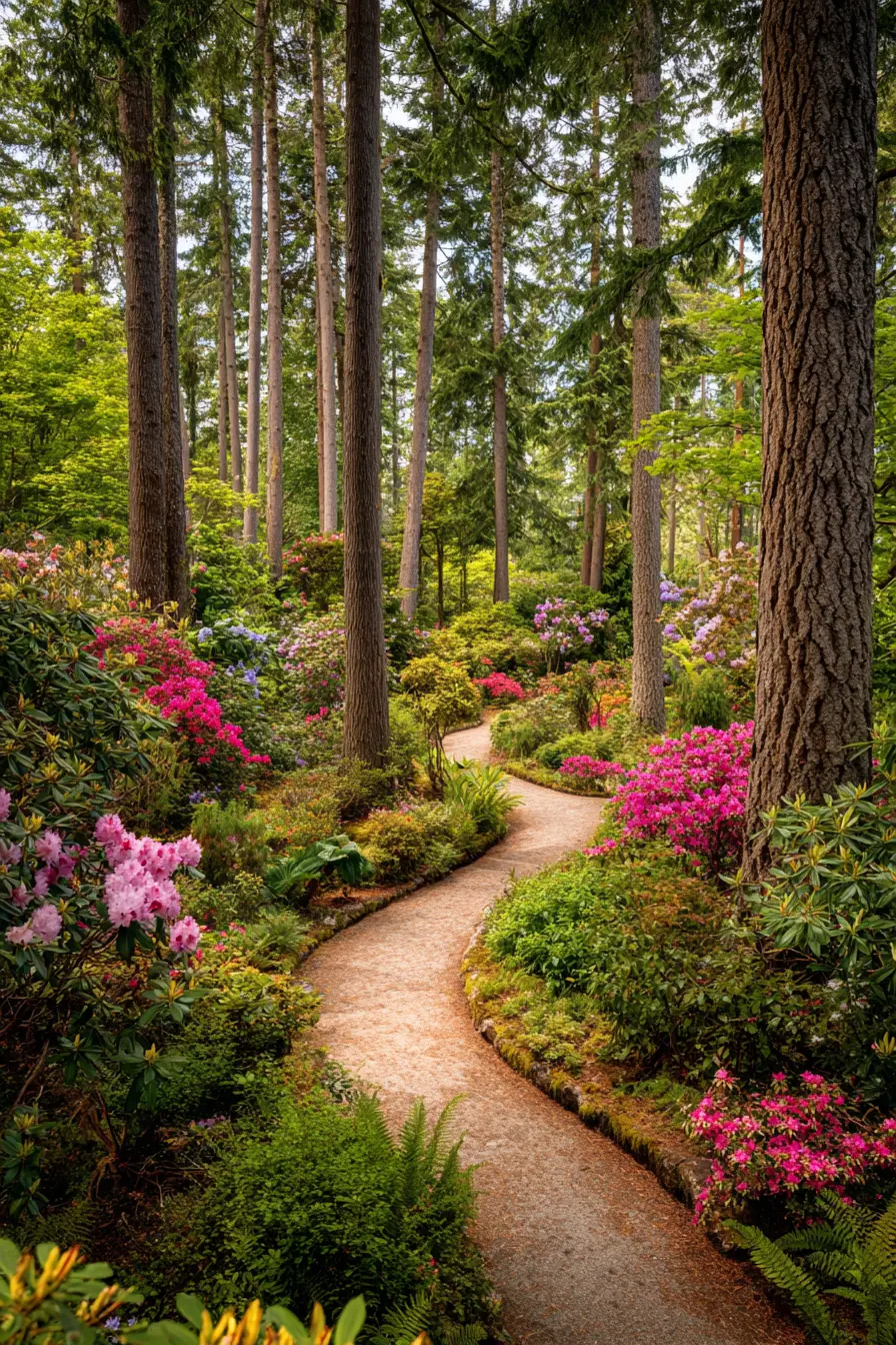 Gravel Pathway Through a Woodland Garden