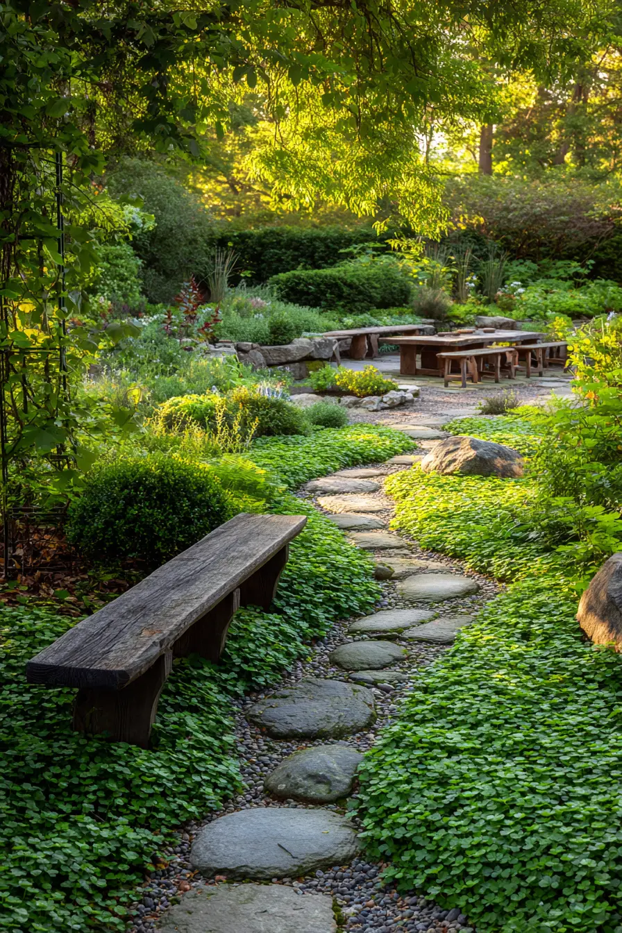 Creeping Groundcover Between Stepping Stones
