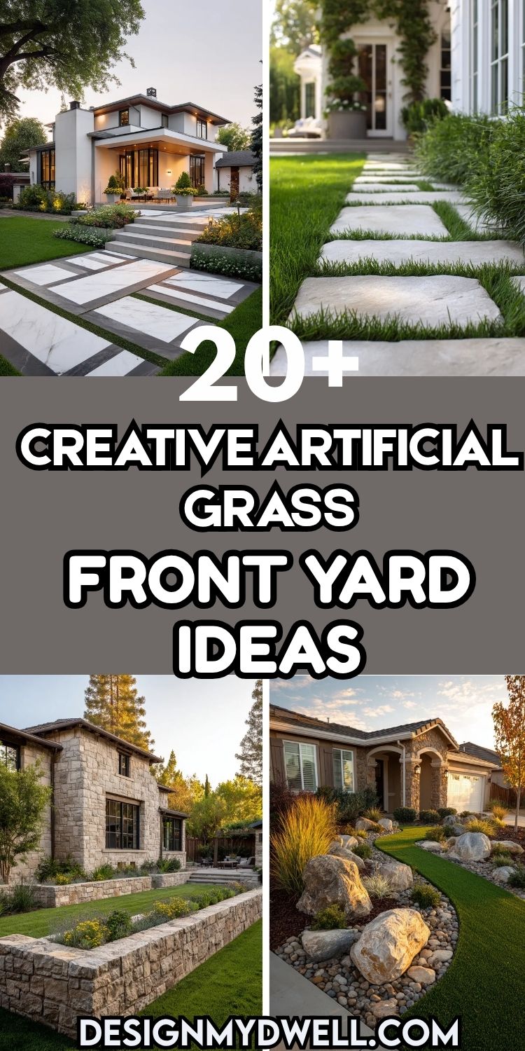 20+ Creative Artificial Grass Front Yard Ideas