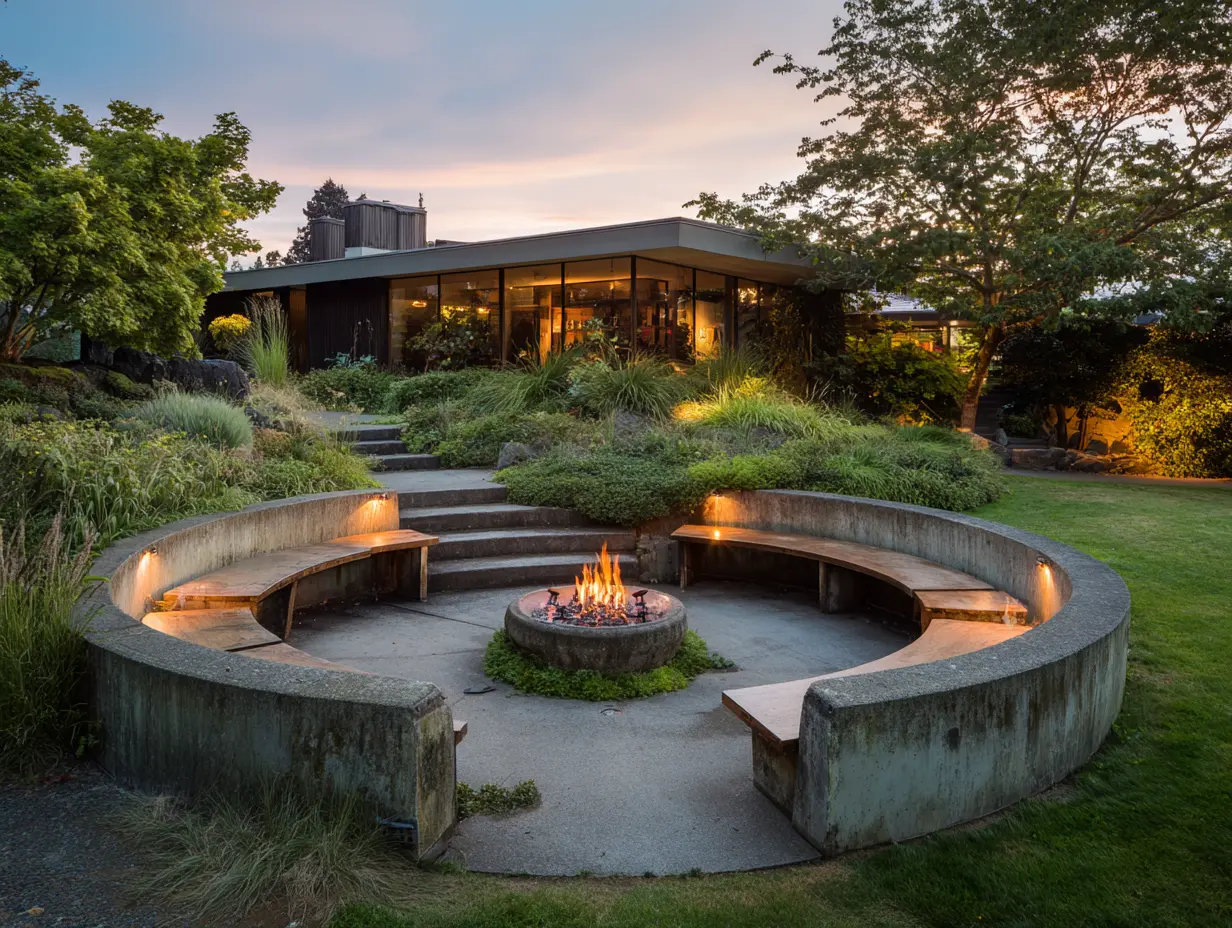 Design a Circular Seating Space Around the Fire Pit