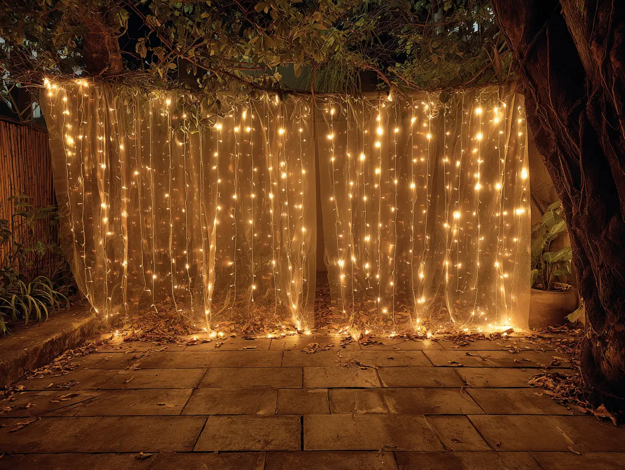 Hang Curtain Lights for a Sparkling Backdrop