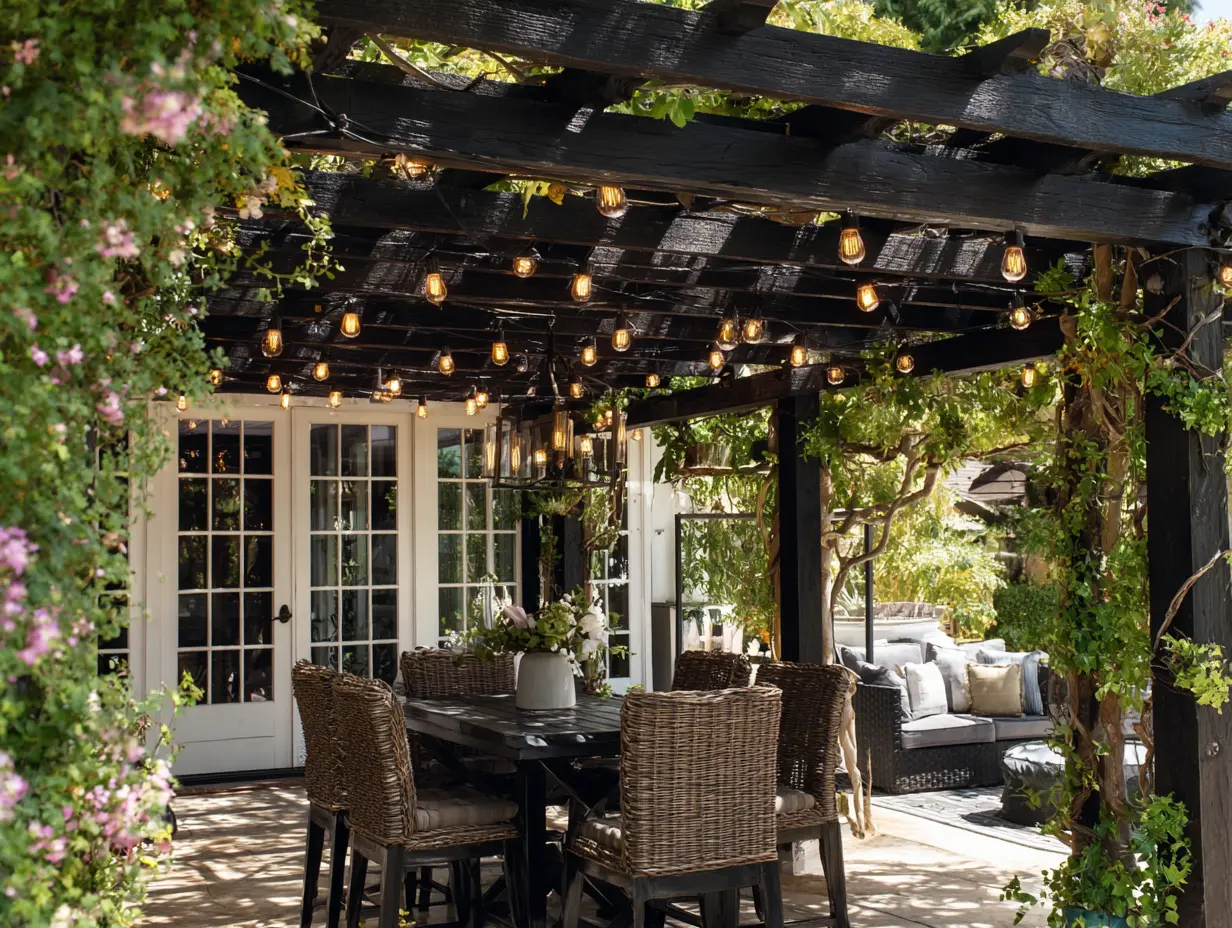 Install a Pergola Wrapped in String Lights and Climbing Vines