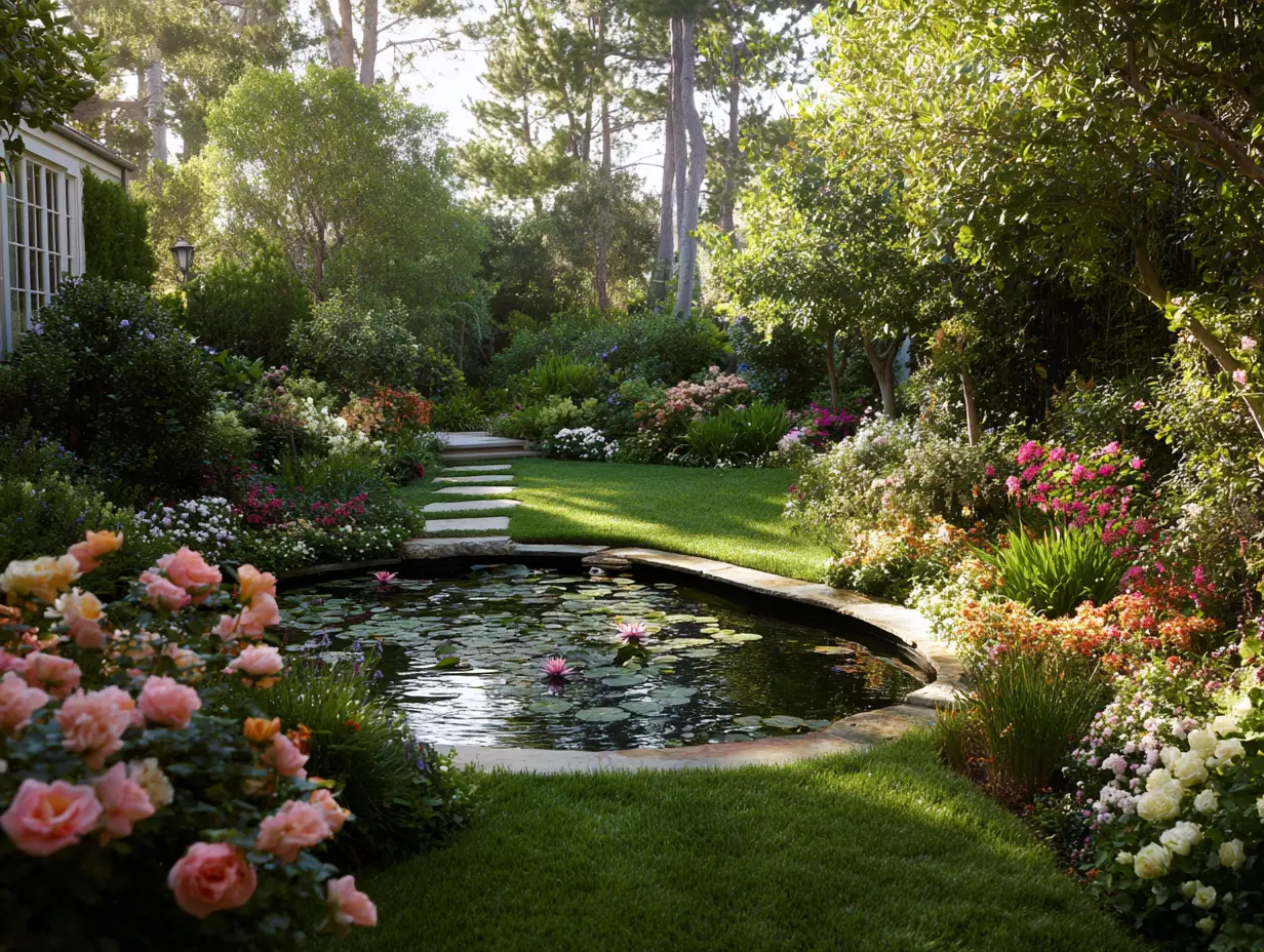 Plant Flowers Around a Garden Pond to Add Fragrance and Reflection