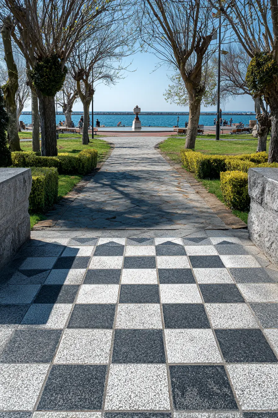 Stone Pathway Leading to a Seaside View