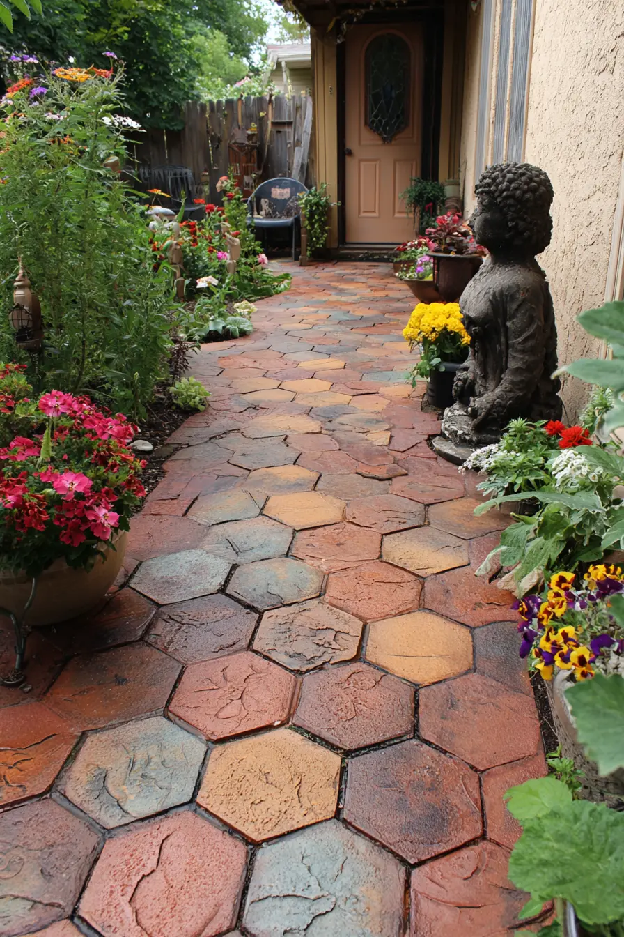 Hexagon Brick Paver Walkway