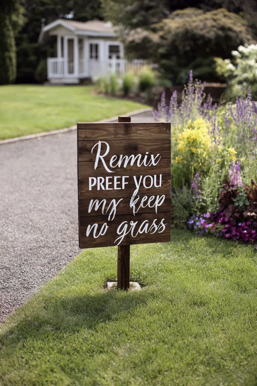 Wooden Sign Barrier with Personal Touch