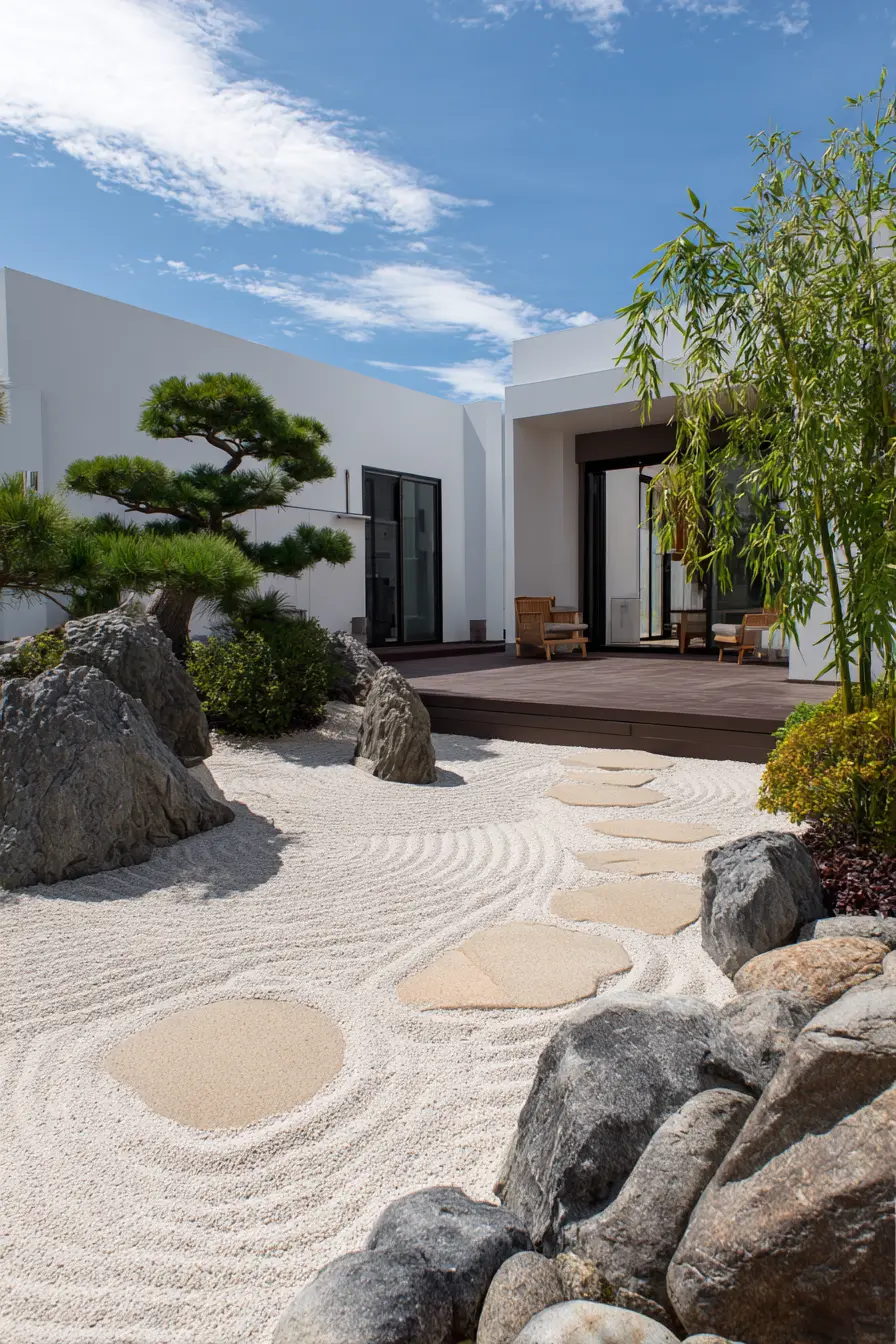 Minimalist River Rock Driveway Border with Zen Touch