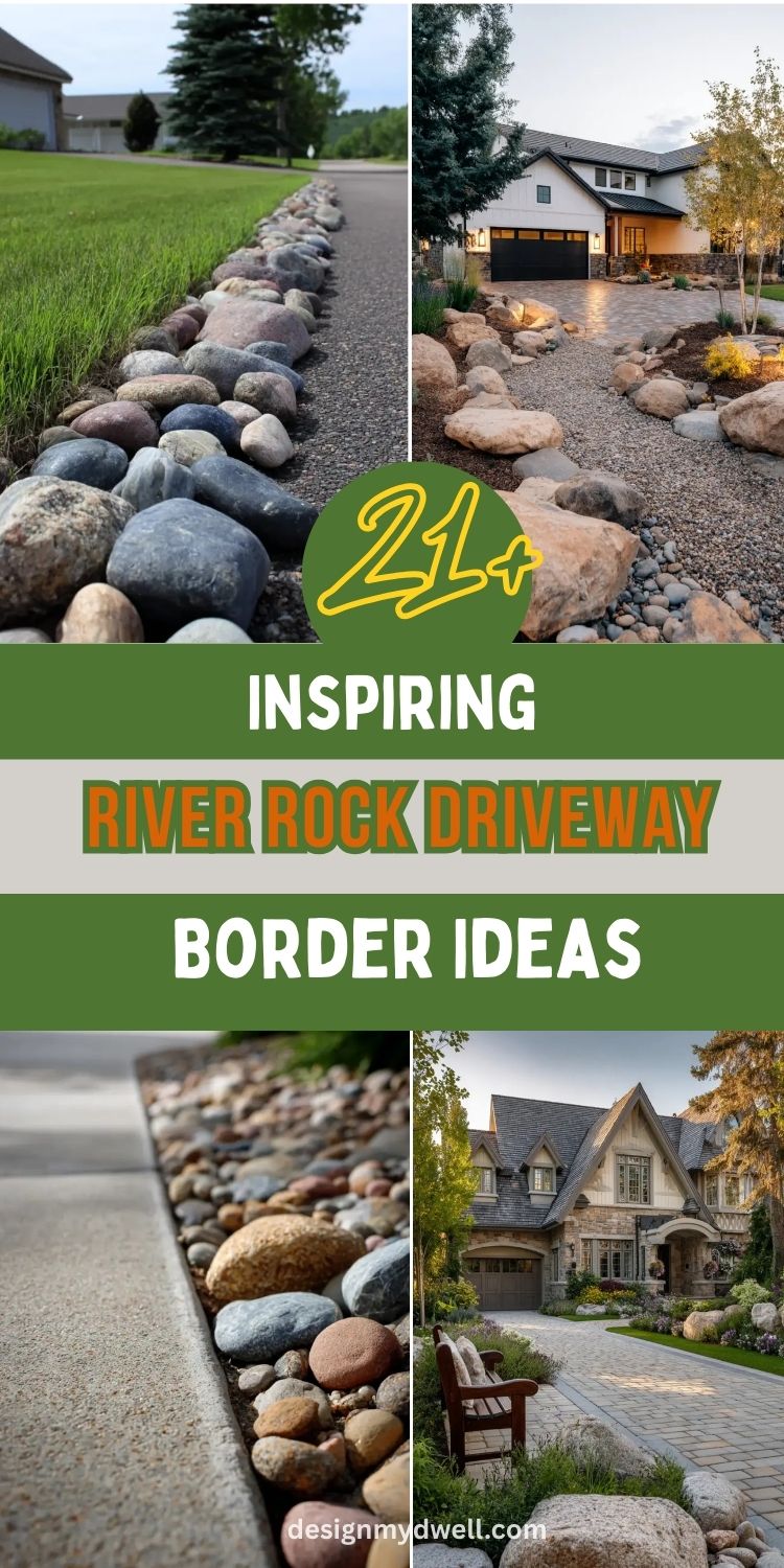 21+ Inspiring River Rock Driveway Border Ideas