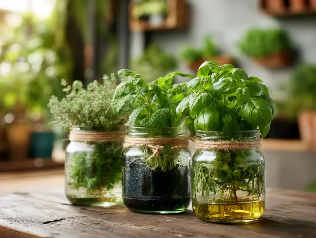 Use Old Glass or Plastic Bottles as Planters for Small Herbs