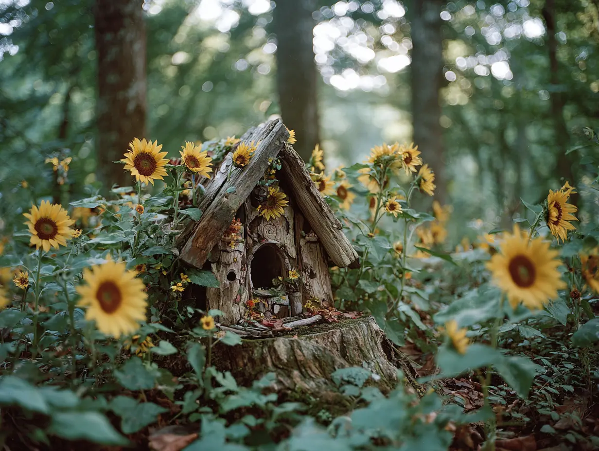 Build a Fairy Home Surrounded by Sunflowers