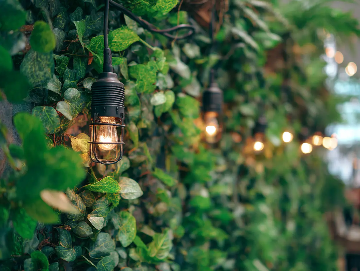 Illuminate a Vertical Garden With Strategically Placed String Lights