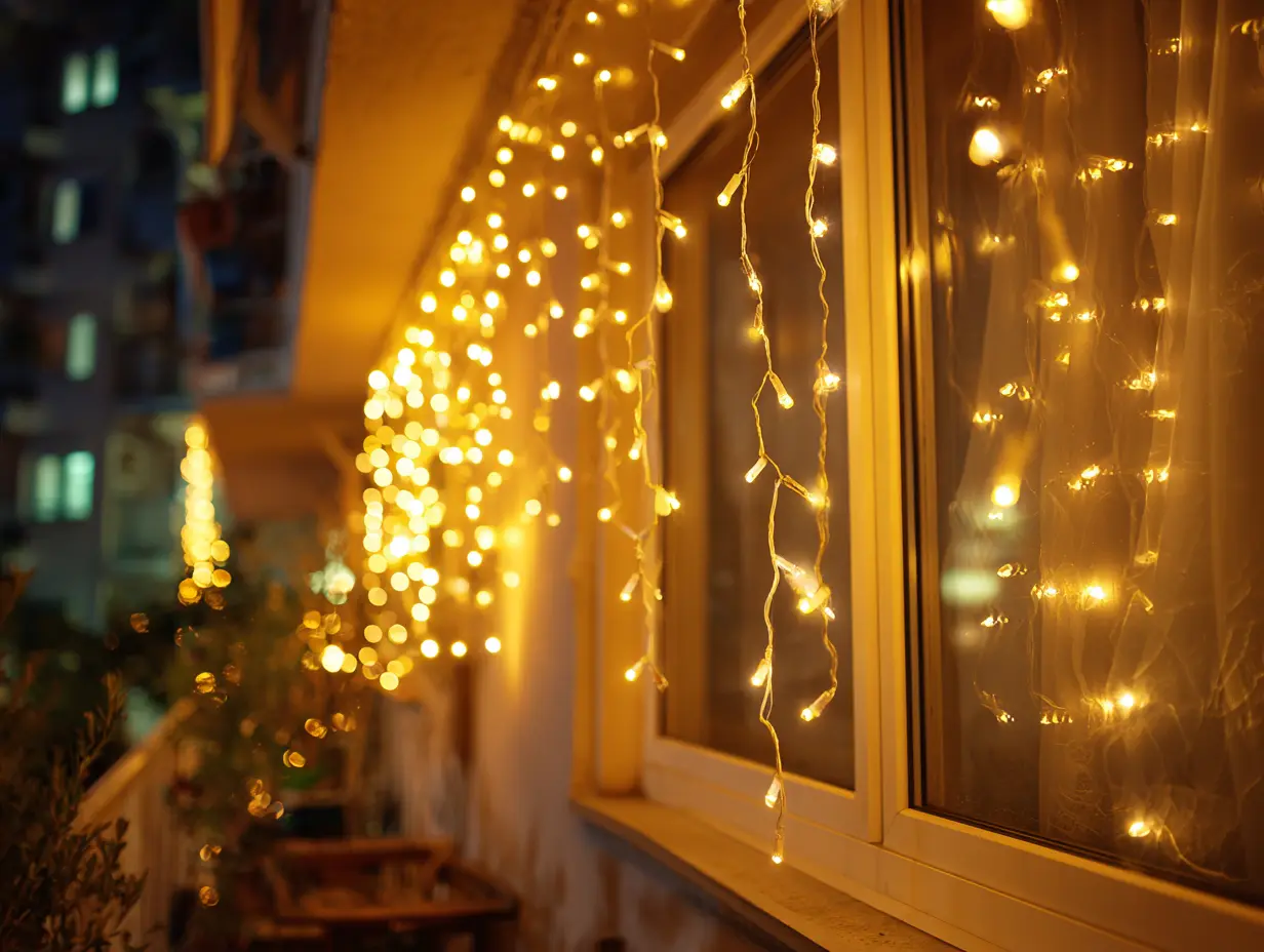 Hang String Lights from the Eaves of Your House for a Cascading Effect