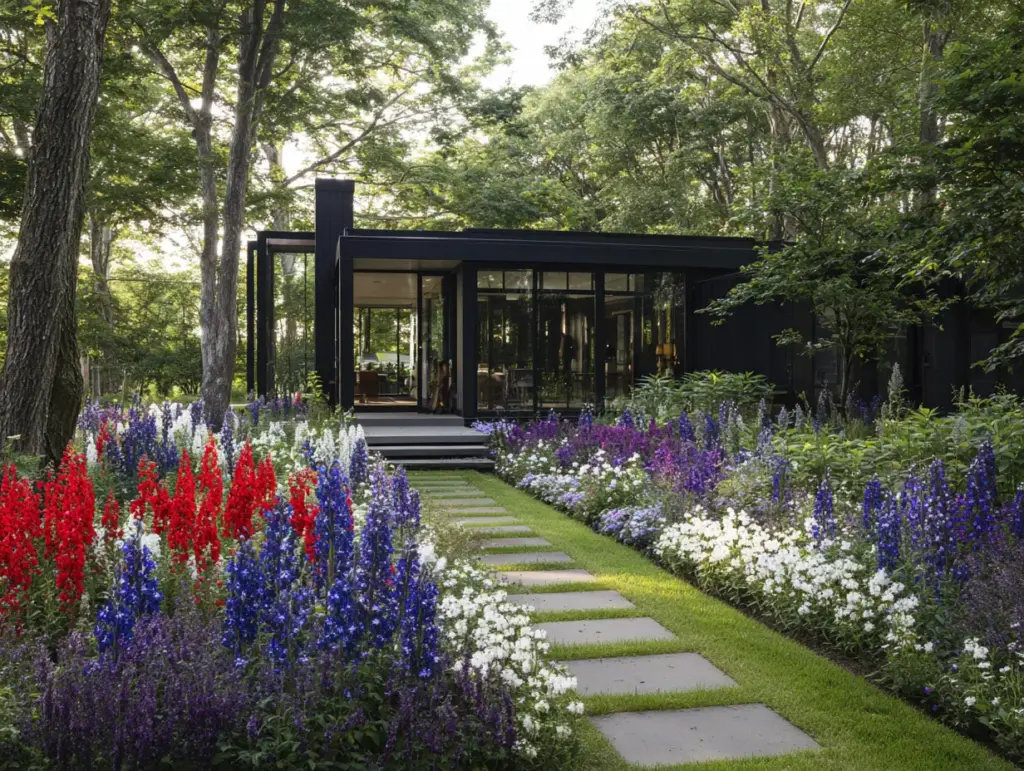 Plant Flowers in Blue, Red and White Themes for National Holidays