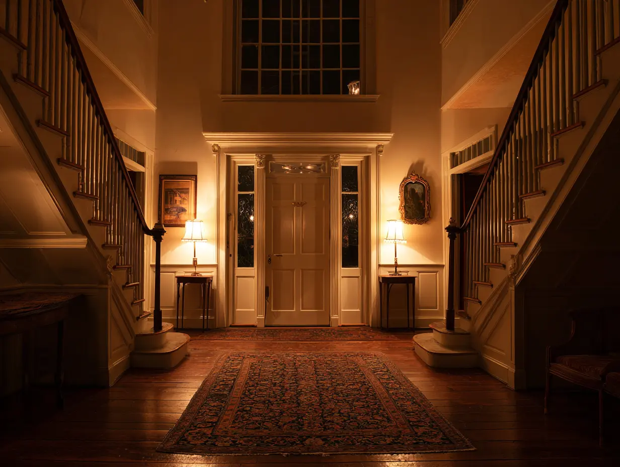 Create a Symmetrical Look With Floor Lamps on Either Side of the Front Door