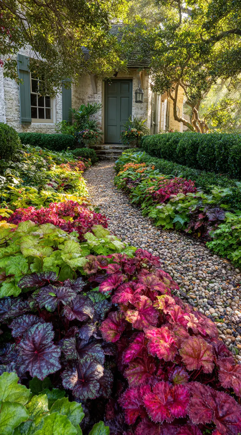 Welcoming Pathways Framed with Heuchera