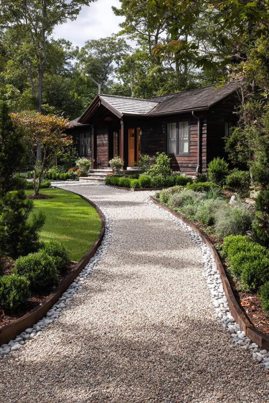 Curved Gravel Driveway with Clean Edging