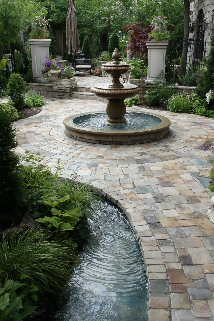 Courtyard Paving with Fountain Centerpiece