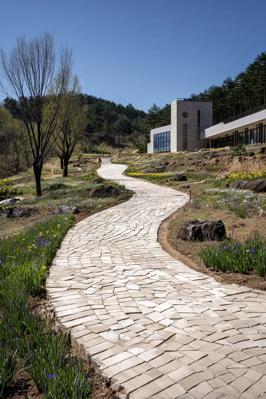 Modern Stone Walkway with Flowing Design